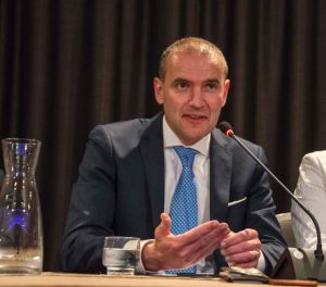 Presidential candidate Gudni Johannesson speaks in Reykjavik, Iceland on June 21, 2016. Iceland goes to the polls on June 25, 2016 to elect a new president expected to breathe new life into a political system hammered by the "Panama Papers" scandal over offshore accounts. / AFP / HALLDOR KOLBEINS (Photo credit should read HALLDOR KOLBEINS/AFP/Getty Images)