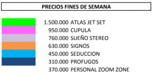 PRECIOS FINES DE SEMANA