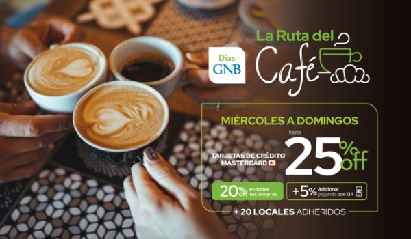 Banco GNB lanza «La Ruta del Café» con hasta 25% de descuento en cafeterías adheridas