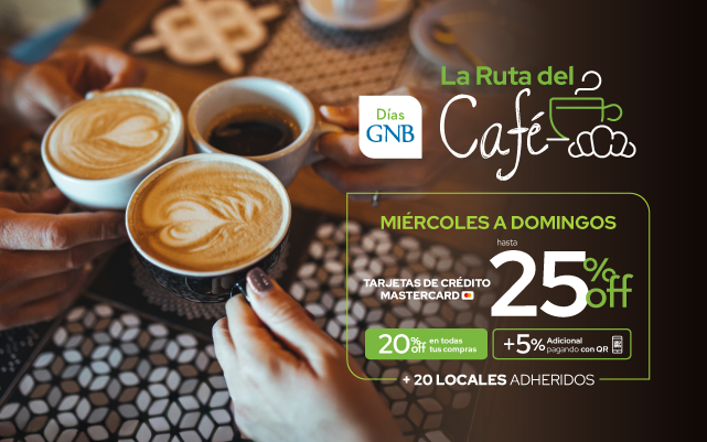 Banco GNB lanza «La Ruta del Café» con hasta 25% de descuento en cafeterías adheridas
